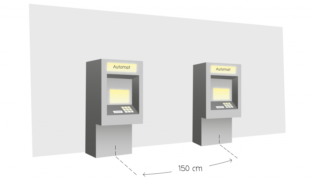 To automater som står ved siden av hverandre. Det er god avstand mellom automatene