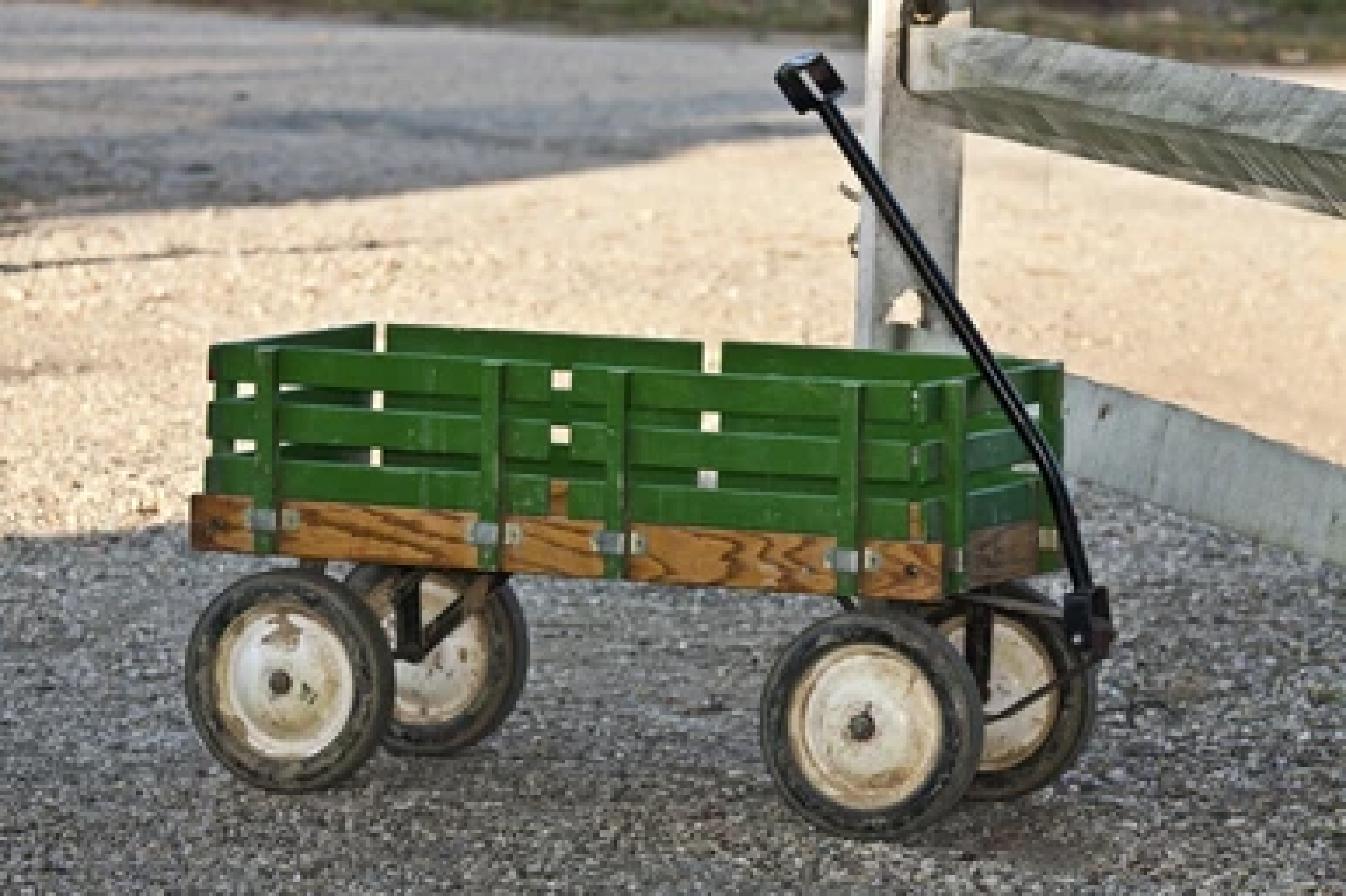 Old wooden trolley. Photograph.